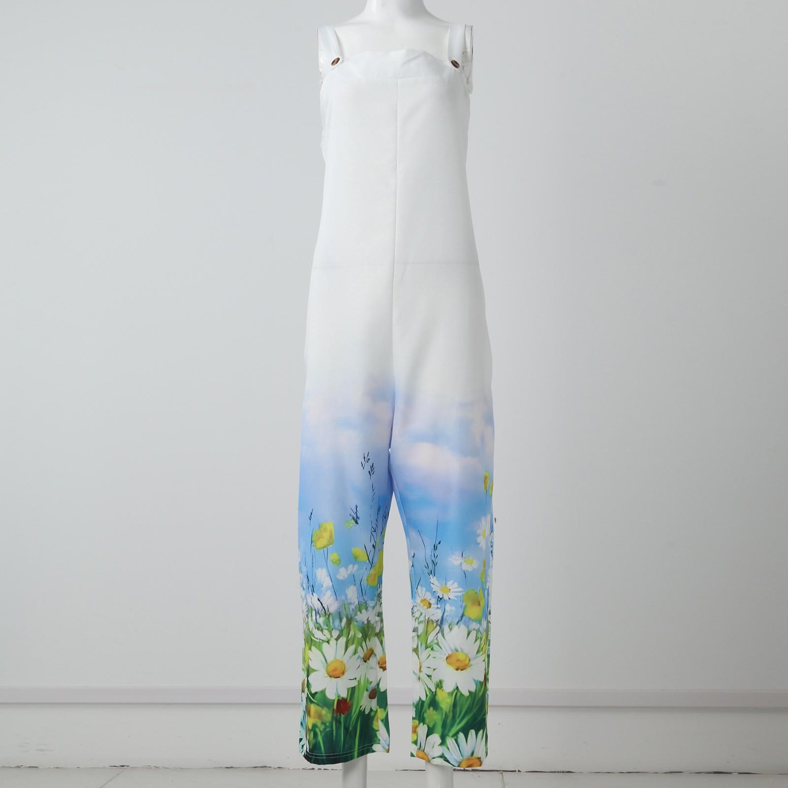 

Женский модный летний милый свободный повседневный комбинезон с принтом в стиле ретро и ремешками XXXL зелёный