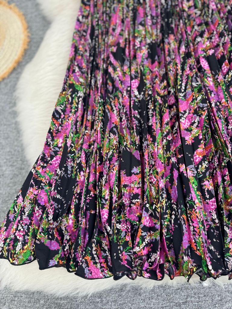 European South African Fashion Pleated Midi A-line Skirt with Big Hem – Versatile Holiday Women's Wear