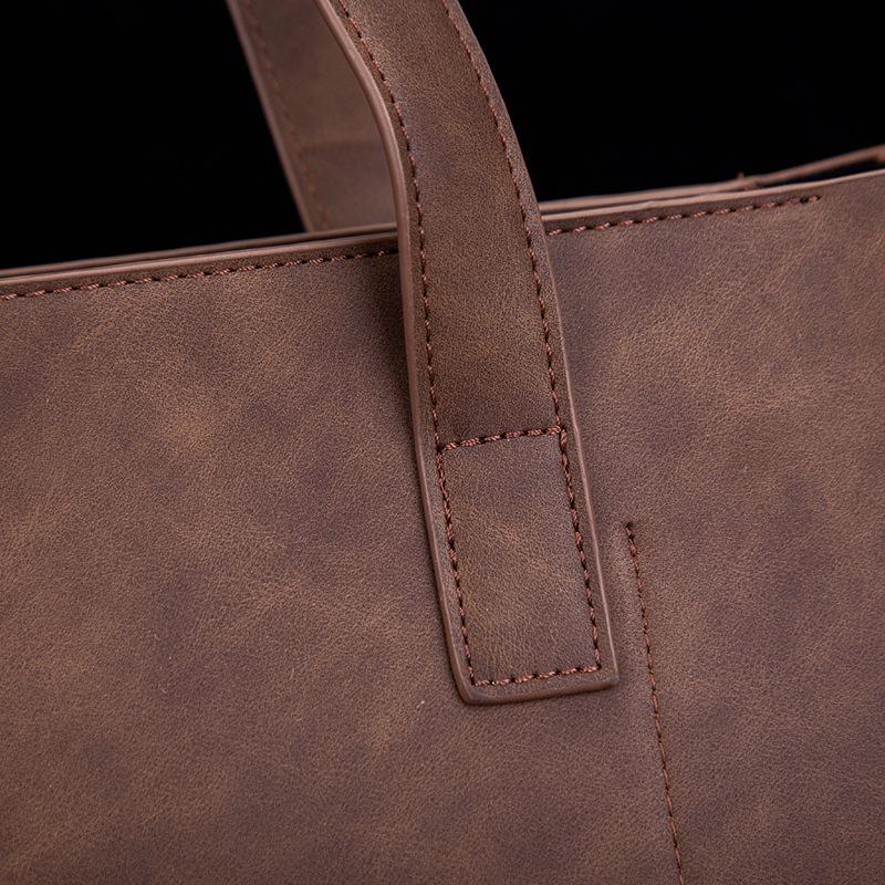 Men's Retro Korean Style PU Leather Tote & Crossbody Shoulder Bag