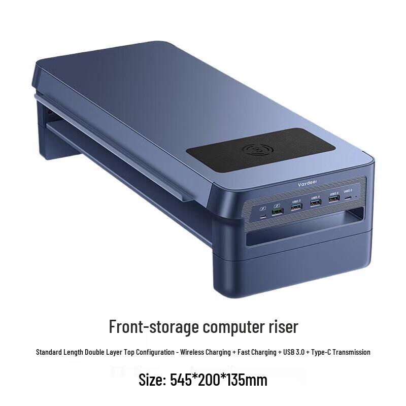 Luvway Dual-Layer Monitor Riser with Wireless Charging and USB Hub