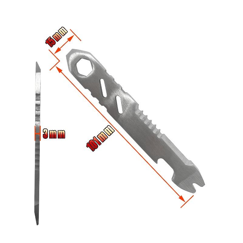 Mini Edelstahl Brecheisen, Multifunktions Inbusschlüssel, Flaschenöffner, tragbares Outdoor Camping Edc Werkzeug