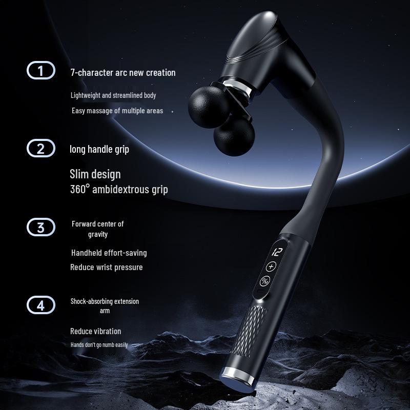 Dual-Head Long Handle Electric Fascia Gun: Professional Handheld Massager for Full Body Muscle Relaxation