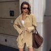 European and American minimalist casual khaki cotton-linen set, women's 1116 summer design shirt and shorts two-piece set