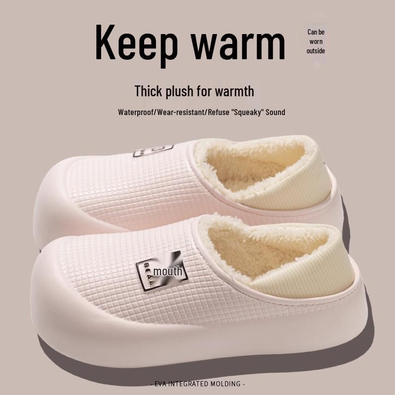 Winter Waterproof Indoor/Outdoor Thick-Soled Slippers with Velvet Lining for Men & Women