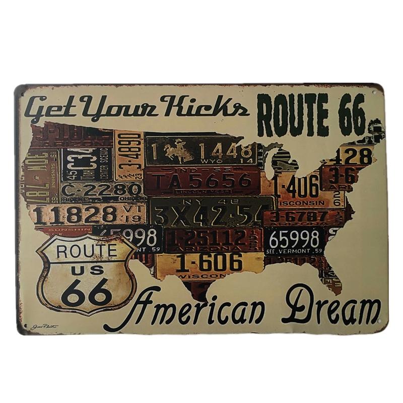 Mfoever Tin Sign Vintage Garage Route  Metal Tin Sign Set Retro Mechanic Repair Workshop Wall Art Decor for Man Cave Bar Pub Rustic Iron Painti