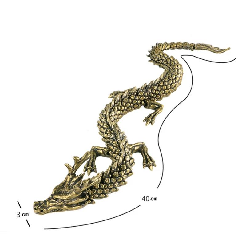 Antique Brass Chinese Dragon Ornament 3D Stereoscopic Metal Desk Decoration EDC Play with Your Hands Copper Figurines