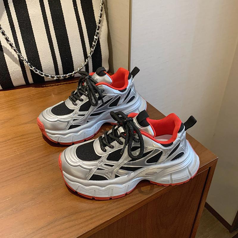 

Сетчатые кроссовки на платформе, женские, весна 2025, новые, для маленького человека, увеличивающие рост, универсальные, для бега, спортивные, повседневные, трендовые 40