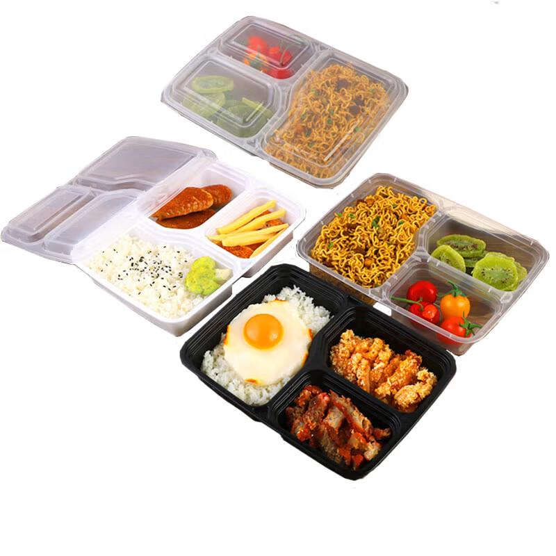 Disposable 3-Compartment Plastic Food Containers