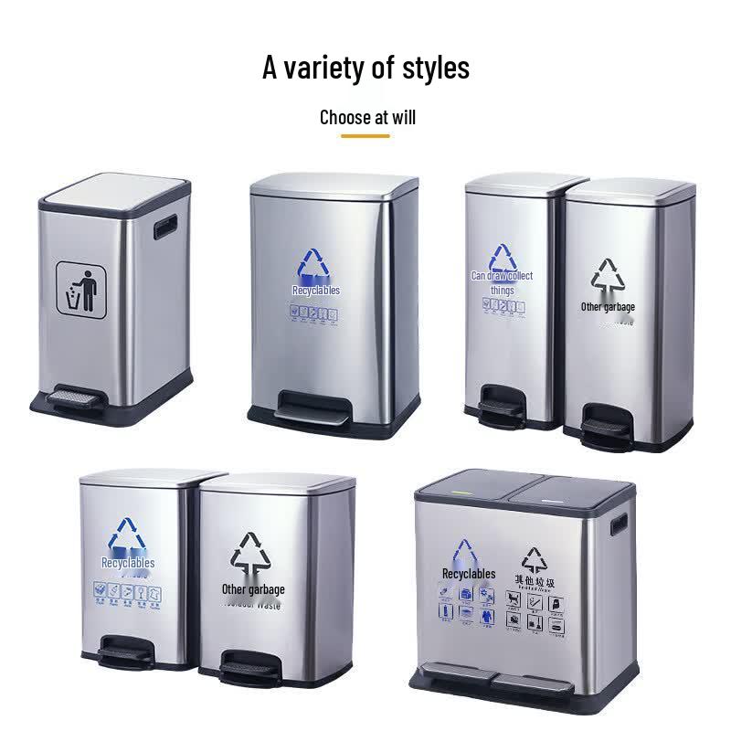 Commercial Stainless Steel Dual-Compartment Pedal Bin