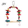 Bird Swing Toy Hanging Parrot Toy, Wooden Perch Stand for Cage, Wood Beads Blocks Chew Parakeet Cockatiel Budgie Macaws