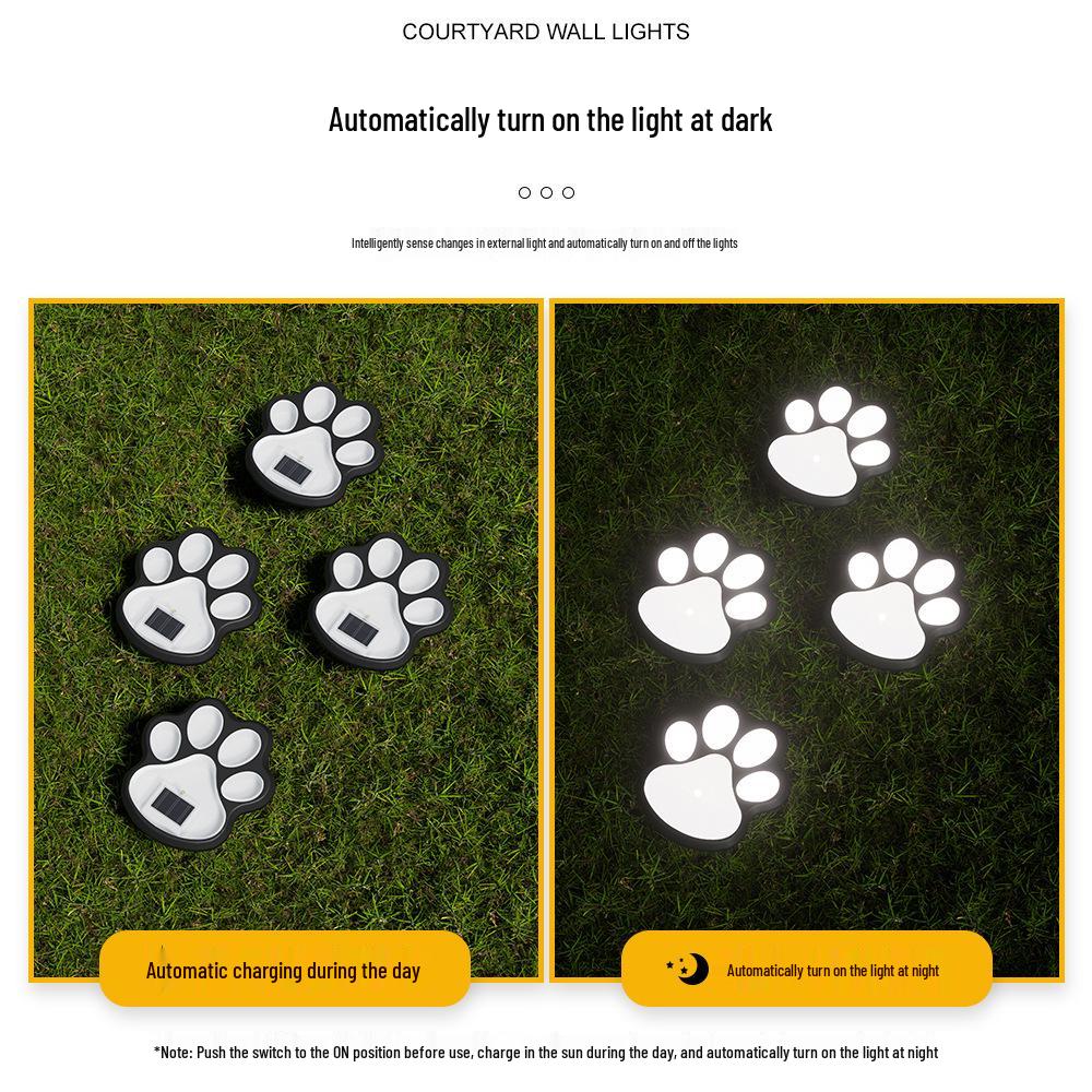 Solar LED Dog Paw Footprint Light, Outdoor Rainproof Garden Decoration
