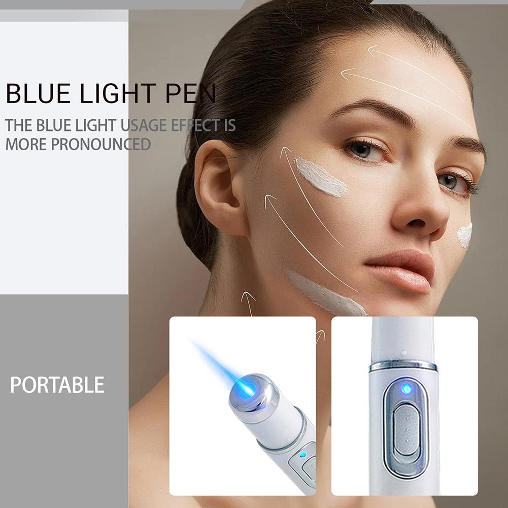 Blue Light Acne Pen Heated Eye Massager Eye Massage Instrument for Dark Circles Eye Bags Puffiness Under Eyes Beauty Pen