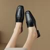 Fashion 2025 Summer Women Mules Split Leather Shoes for Women Square Toe Low Heel Shoes Cover Toe Slip-on Women Sandals Retro Slippers