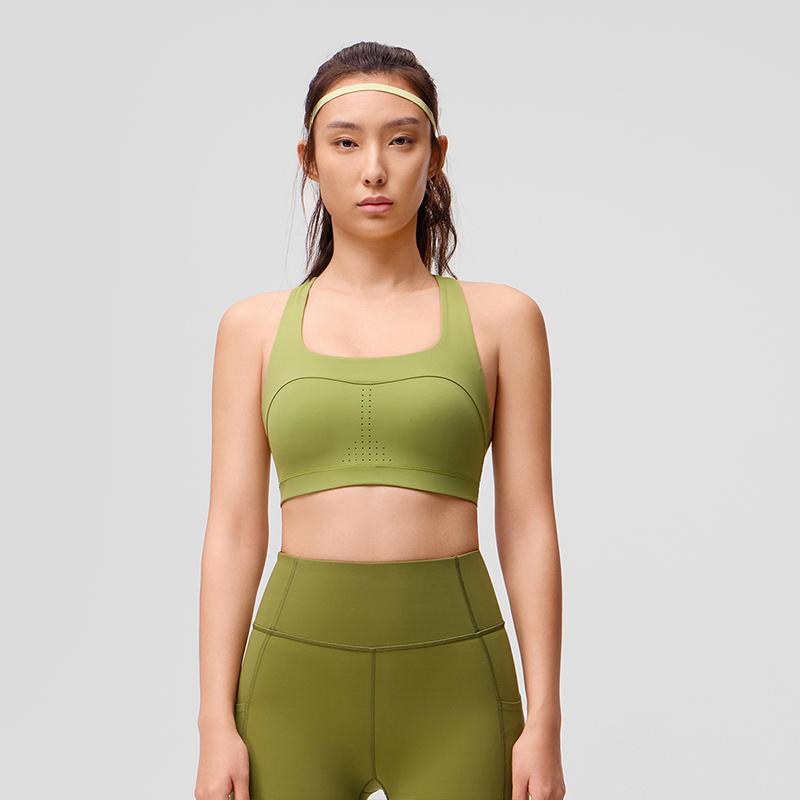 Saucony Solid U-Shaped Sports Bra Women Underwear Avocado-Green SC1230001DY-GE68