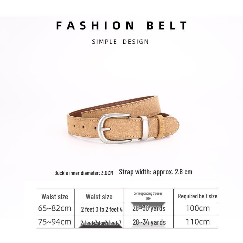 Women's Versatile Suede Leather Belt with Pin Buckle - High-End Light Luxury Fashion Accessory for Jeans