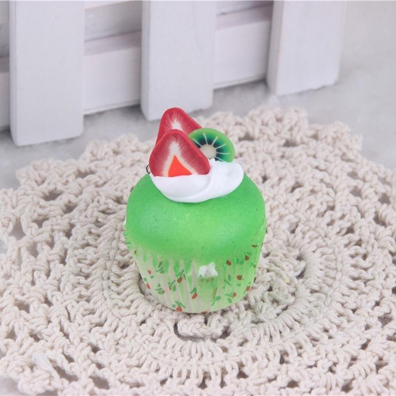 1Pcs Cute Fruit Cream Cupcake Squishy Bread Keychain Bag Phone Charm Pendant