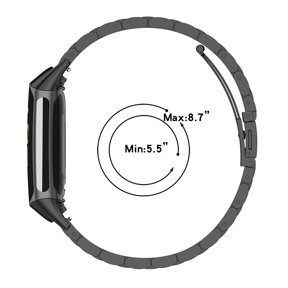 Watch Band for Fitbit Charge 6/5 Titanium Alloy 3-Bead Wrist Strap