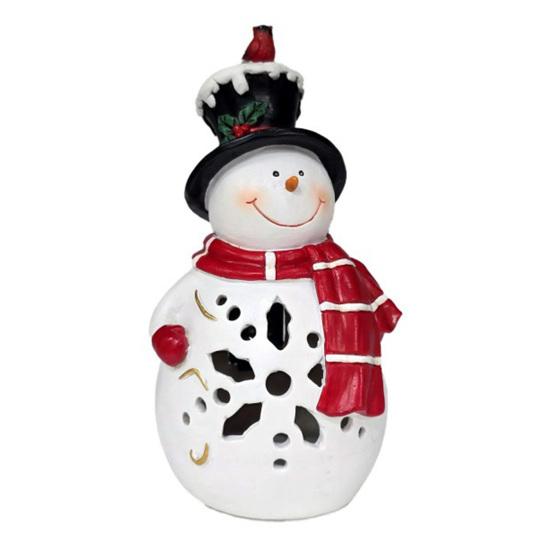 Lighted Christmas Decoration Vintage Resin Snowman/Santa/Penguin Figurine with LED Light for Holiday Winter Table Centerpiece