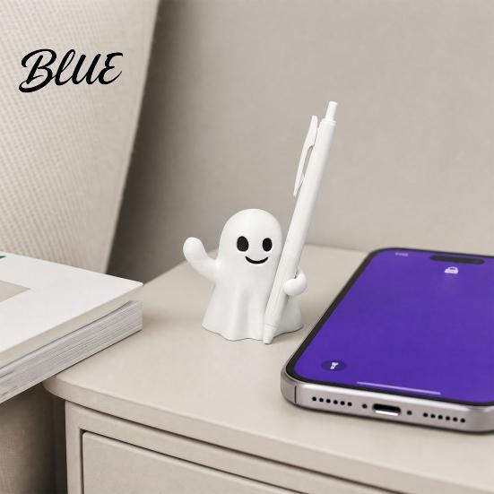 One-piece Molded Pen Holder Ghost Holder Halloween Cute Desk Organizer Spooky Fun Shaped Stationery Rest Stand for Pencils Funny Office Home Decor