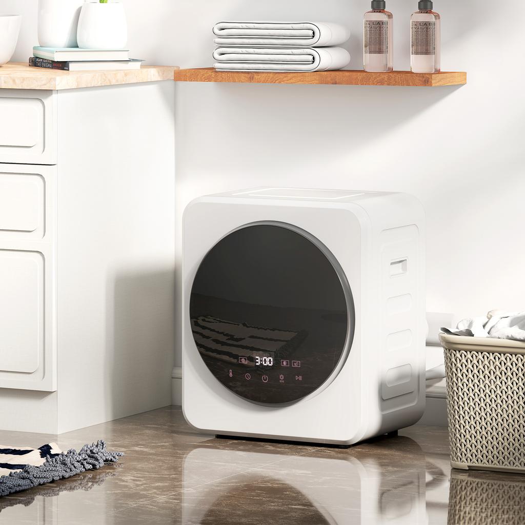Wärmepumpentrockner, 4 kg Frontlader-Wäschetrockner mit Edelstahl-Trommel, 800W Kompakt freistehend, Weiß