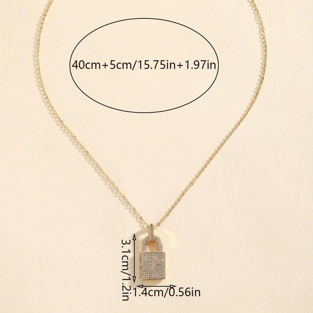 European & American Style Zircon Lock Pendant Necklace - Versatile, Luxurious & Elegant