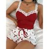 2026 Women's Sexy Lace Camisole Vest Shorts Sleepwear Women's Slim Fit Two-Piece Home Outfit New Product Pink Coffee Blue