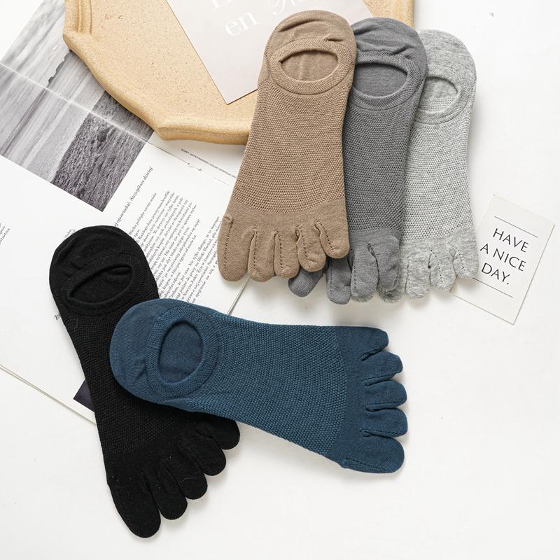 Men's Five-finger Socks Summer Thin Breathable Split Toe Socks Invisible Mesh Boat Socks Solid Color Cotton Socks Deodorant Sweat-absorbent Socks