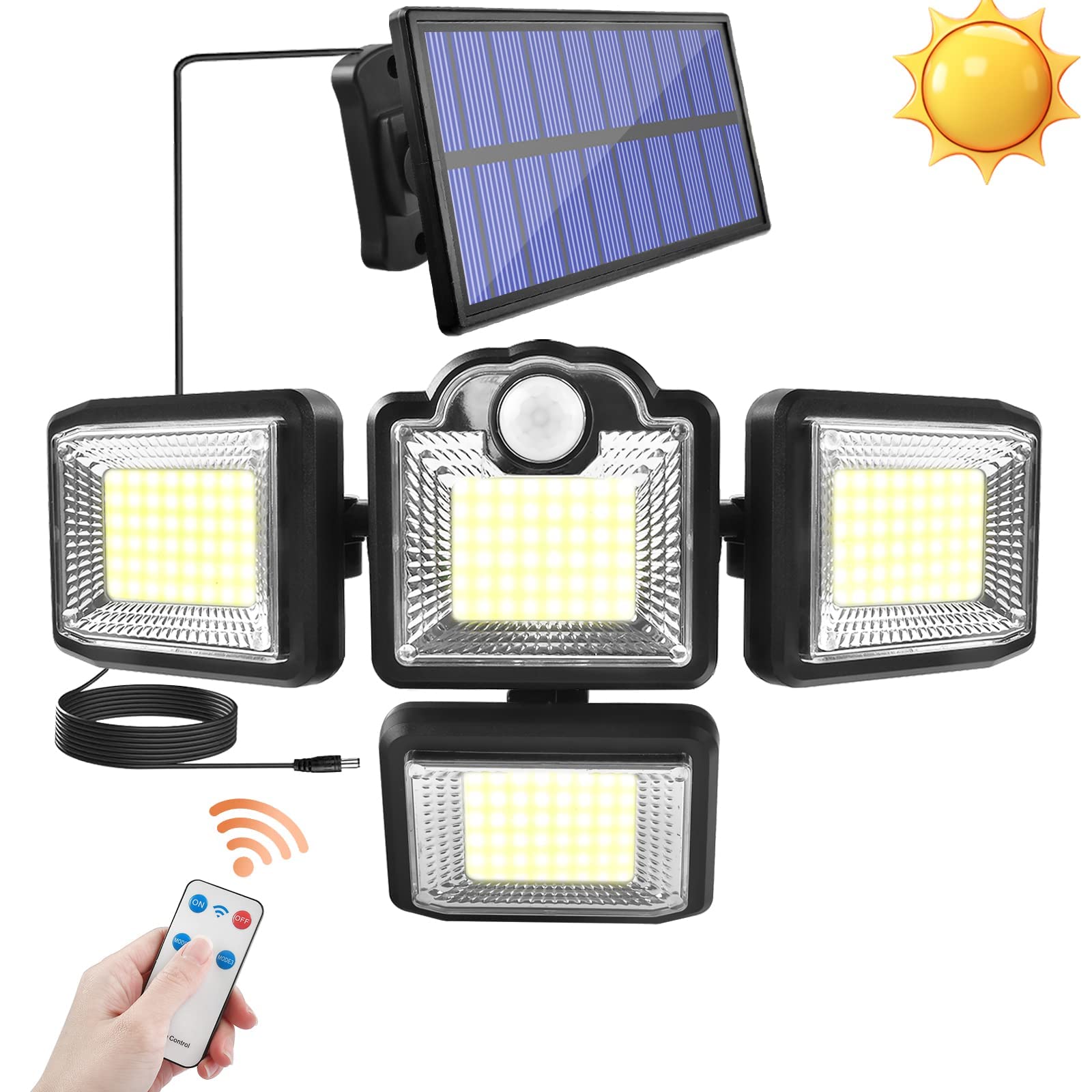 

Catury Solar Light for Outdoor Use, Motion Sensor, Separate Type, 4.7m Extension Cord, 192 LEDs, 350 Lumens, 2,400mAh, IP65, 3 Lighting Modes, 360°