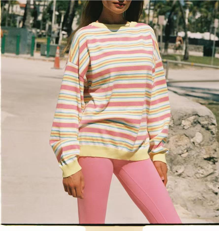2026 Fashion Early Autumn Striped Knit Long Sleeve Sweater