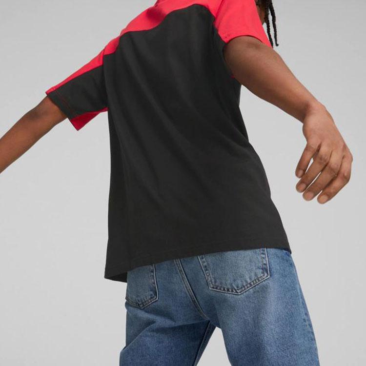 PUMA Ferrari Racing Series Race Statement Tee With Logo Print And Color Block Unisex Tops Black 538149-01