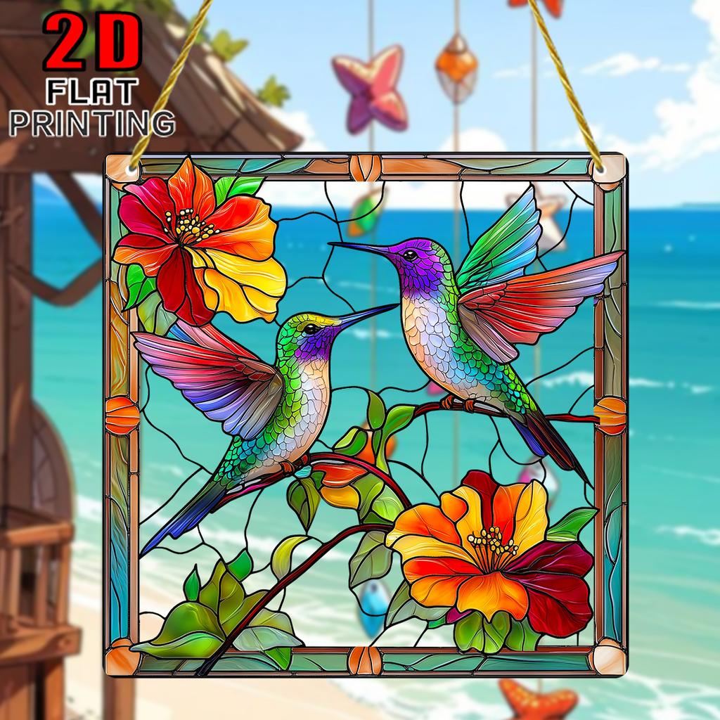 2D Flat Acrylic Featuring A Canary and Floral Decoration , Use No Batteries/Electricity Needed, Unique Indoor/Outdoor Decoration , Multipurpose