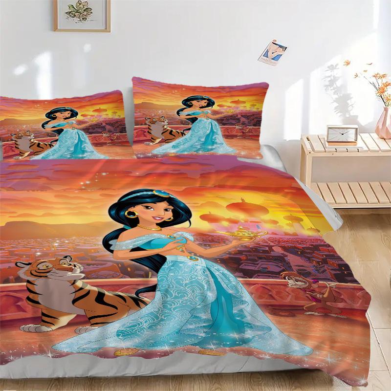 Princess Jasmine'S Adventure Print 3Pcs Bedding Setduvet Cover With 2 Bedropillowcase Home Birthday Gift