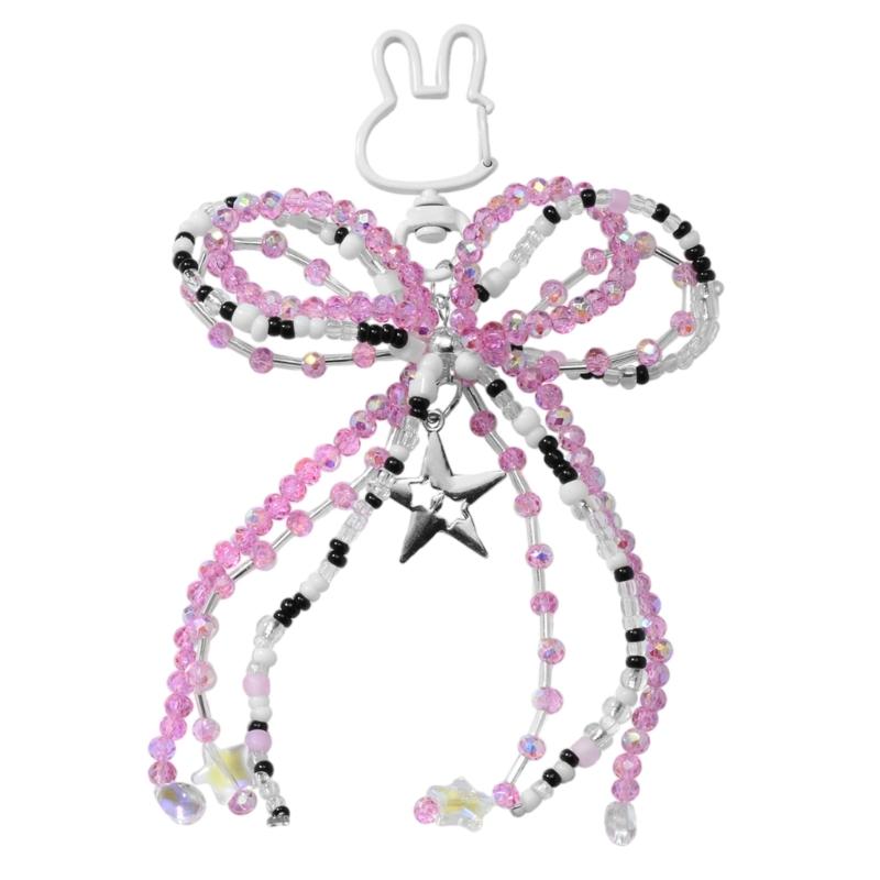 

Cute Bows Keychain,Bag Charms,Star/Cats Paws Key Chain Accessories Decor for Purse Handbag Car Keychain For Women Girls розовый