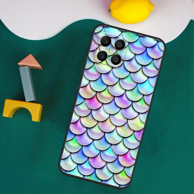 Watercolor Faux Mermaid Scales Case For Honor Magic 7 Lite 5 6 Honor 200 Pro 50 70 90 Lite X9a X8a X8 X9 X8b X9c X9b Cover
