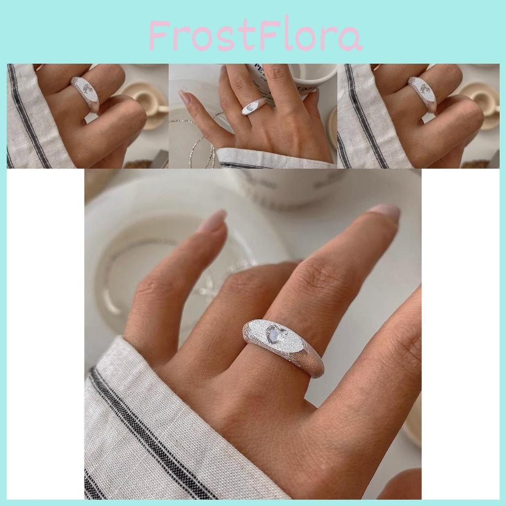 Bague Réglable pour Femmes avec Motif Chic Cœur Ornée de Strass Étincelants