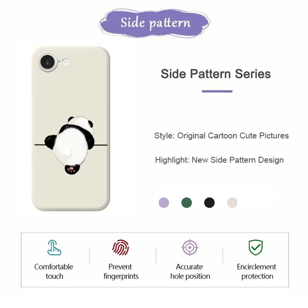 For iPhone 16e Case Panda Back Pattern Printing Straight Edge TPU Phone Back Cover