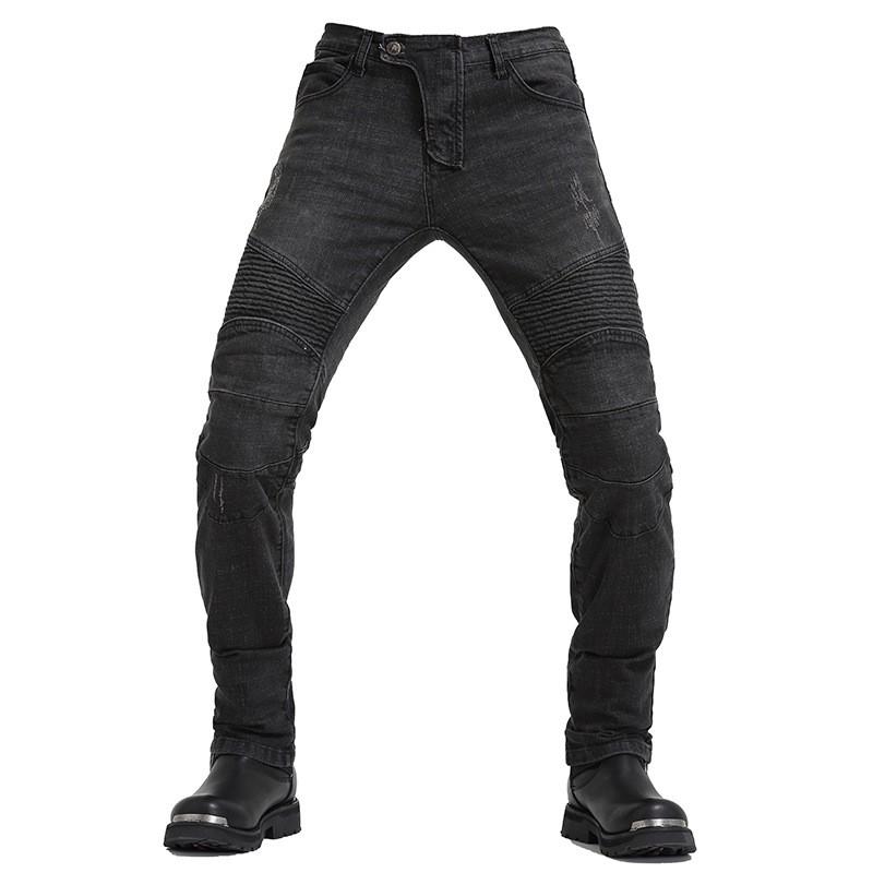 Mens Motorcycle Riding Pants With Silicone Protective Pads Stretchable Slim Fit Biker Jeans Use