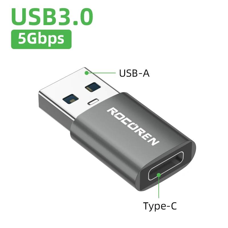 

Rocoren OTG Adapter USB Type C Male To USB A 3.0 Female Converter For MacBook Samsung S22 S20 Android TypeC USBC OTG Connector