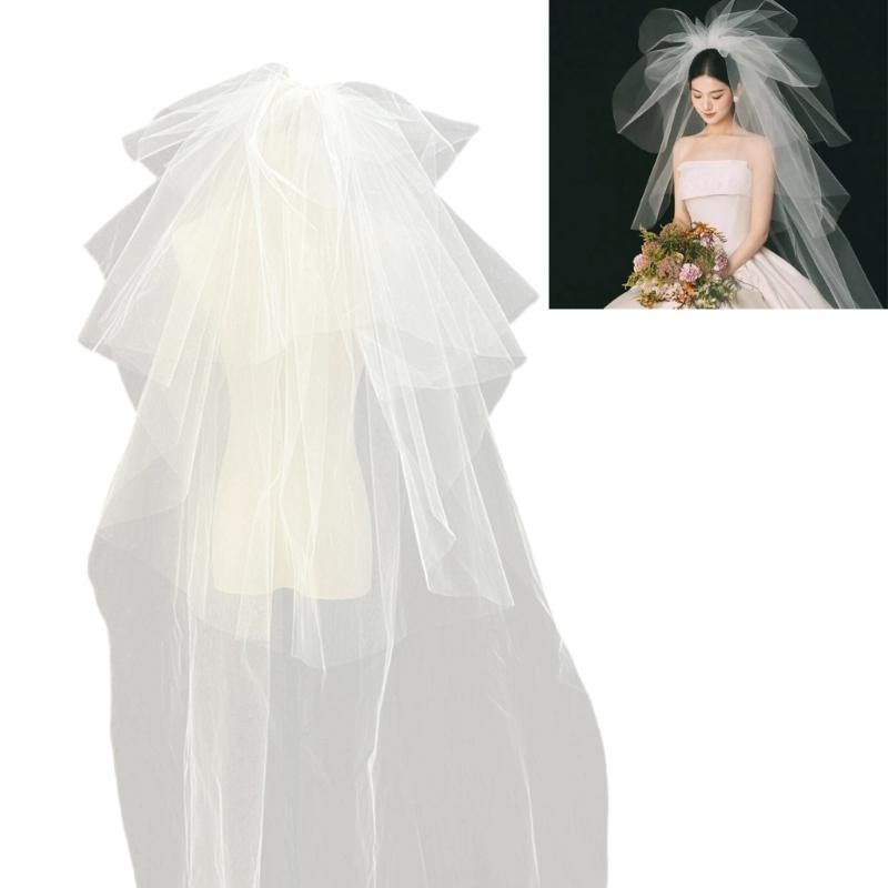Cathedral Bridal Headpiece White Bride Veils Comfortable and Multilayer Tulle Veils Headpiece for Wedding Ceremony Wear