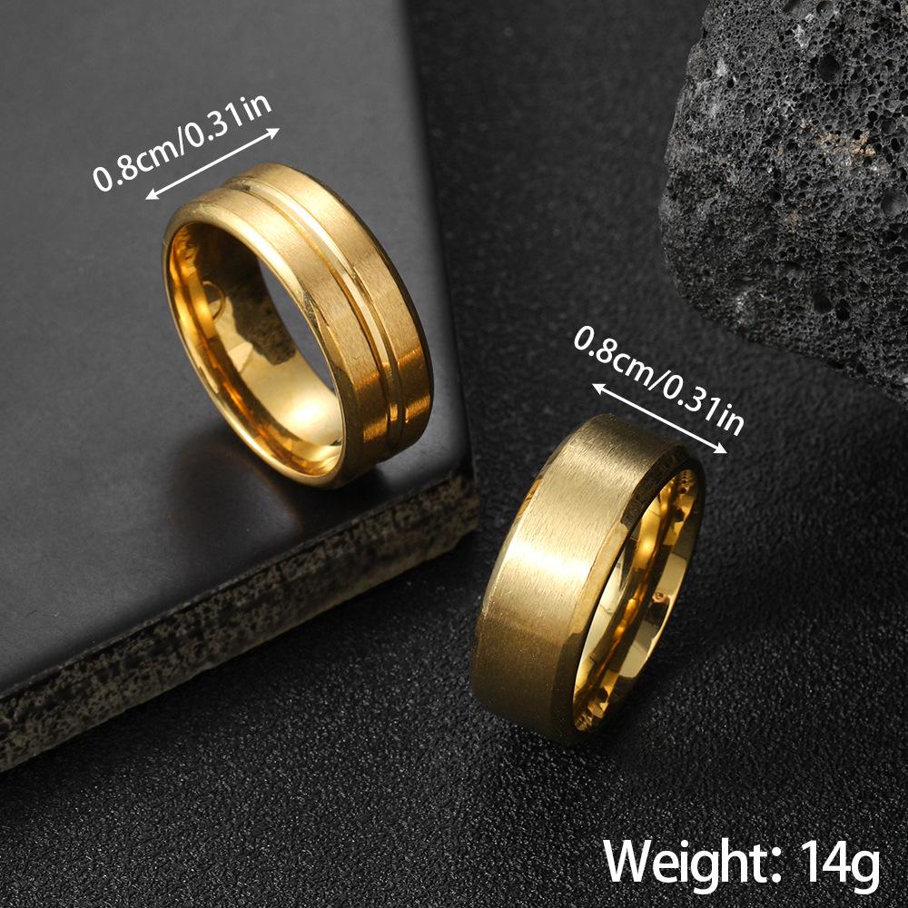 Titanium Steel Ring for Men High-end Fashion Jewelry8mm Matte Beveled Edge Stainless Steel Ring Manufacturer