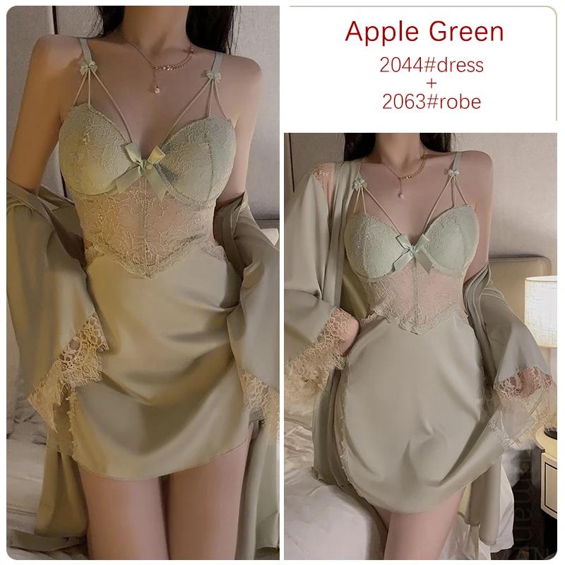 Lencería de Satén Conjunto de Pijama para Mujer Vestido Suspensor sin Espalda con Sujetador Pijama Sexy para Mujer