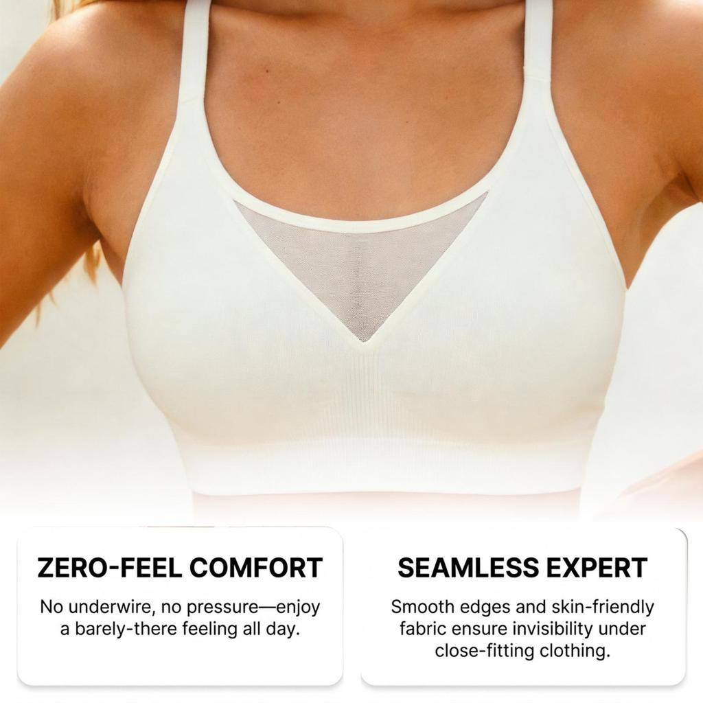 Zeriluna Breathable Mesh Wire-free Sexy Bra - Soft, Comfortable, Gentle Support, Skin-friendly.