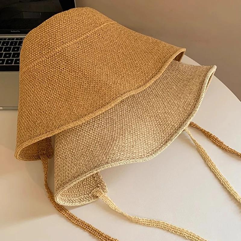 Chapeau Femme Sun Hats for Women; Wide Brim Linen Straw Regency Bonnets for Beach and Outdoor Summer Activities