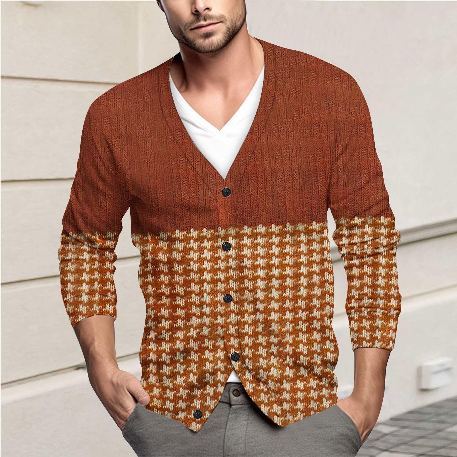 

Мужская повседневная однобортная модная куртка-кардиган с длинными рукавами на пуговицах M оранжевый