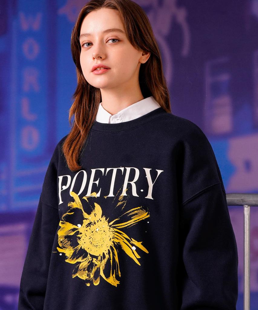 TWN Hold Flower Sweatshirt Navy Hsmt3541