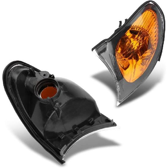 ARAMOX Corner Light Cover, A Pair of Corner Light Lens Turn Light Cover Yellow Lens Fitment for E46 3-Series 4DR 2002-200