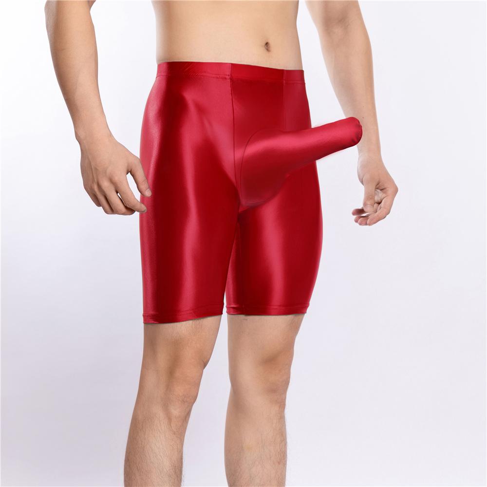 Sexy Männer Satin Glatt Penisring Boxer Gym Leggings U Konvexe Tasche Dessous Shorts Slip Höschen Elastische Hosen Formwäsche