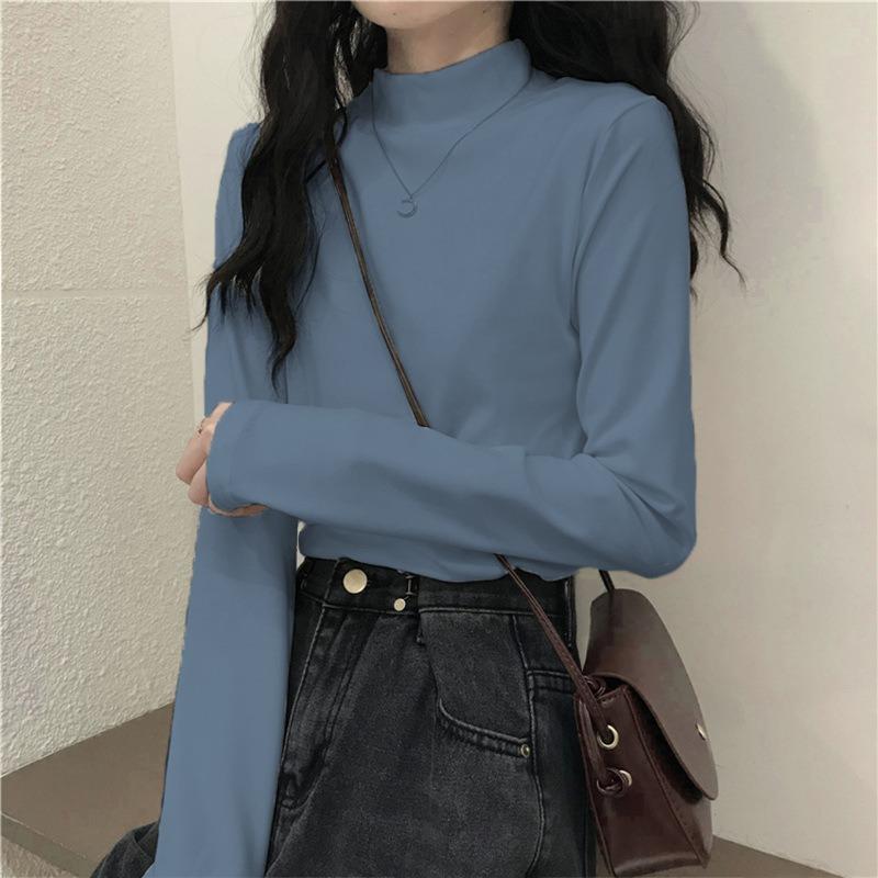 Autumn Long Sleeved T-shirt Women's Half High Neck Inner Top