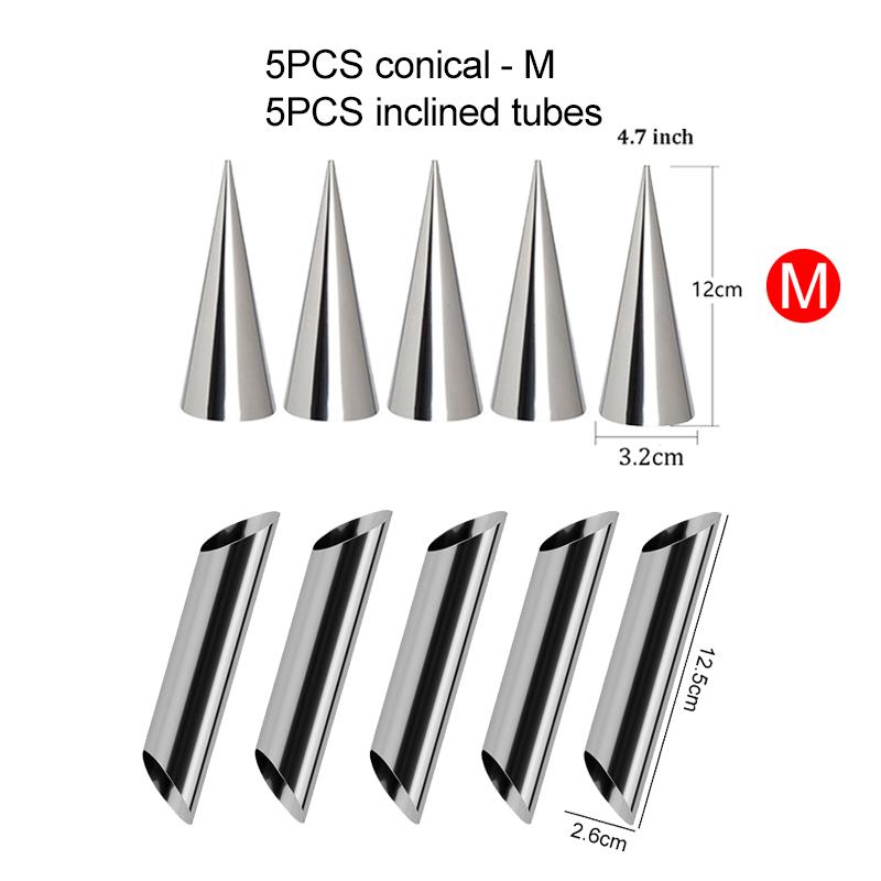 Stainless Steel Cream Horn Molds Kitchen Dessert Durable Mold Cone Tubular Shaped Mold Baking Cones Horn Pastry Roll TMZ