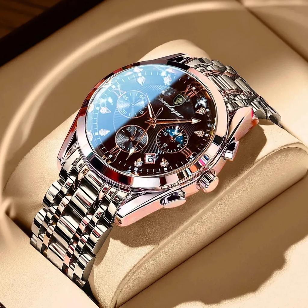 Poedagar 820  Custom Men Quartz Watch Leather & Stainless Steel Strap Sport Business Watch Bulk /ODM Wristwatch